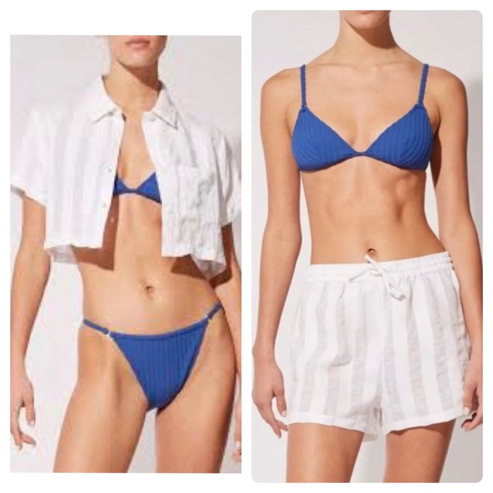 NWT Solid & Striped Cropped Cabana Shirt (S) & Shorts (M) set